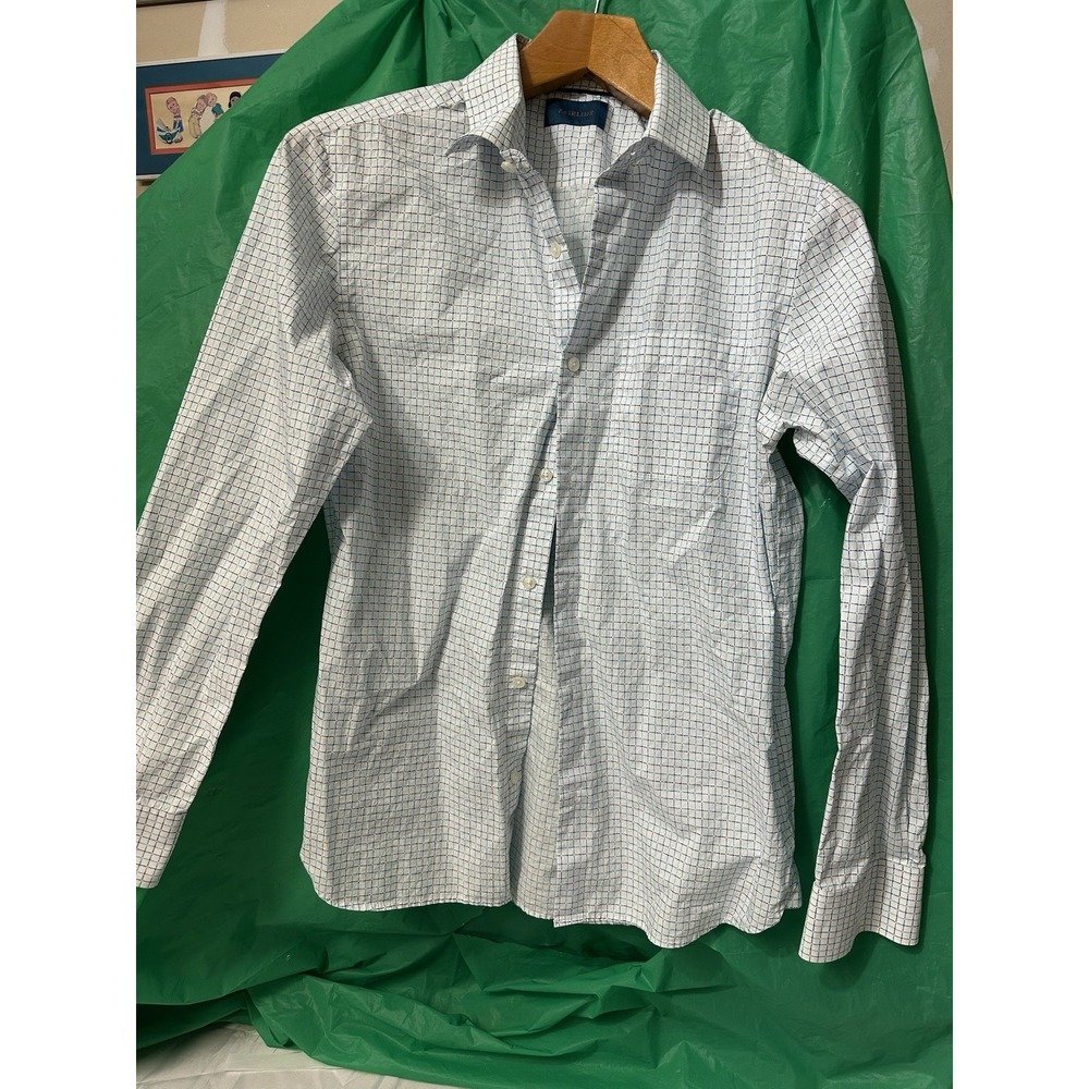 Fairline Men's Button Down Shirt‎ Blue White Check 100% Cotton Size M